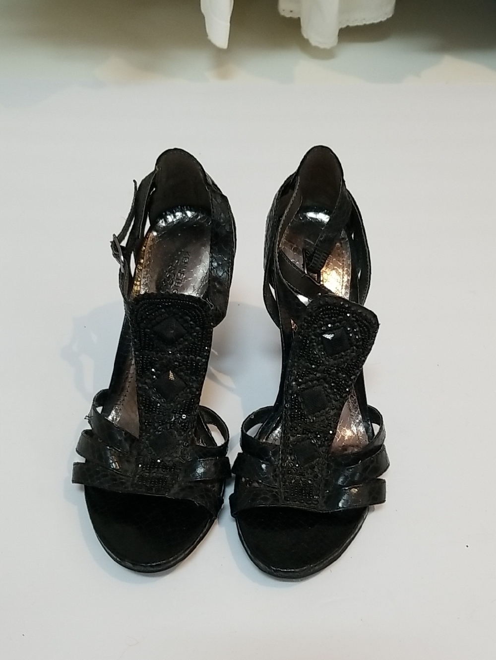 Kenneth Cole Reaction Black Beaded Strappy Heels